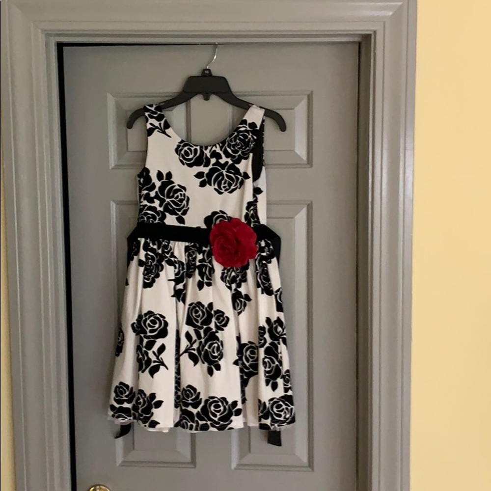 Kids Black & White Floral Dress